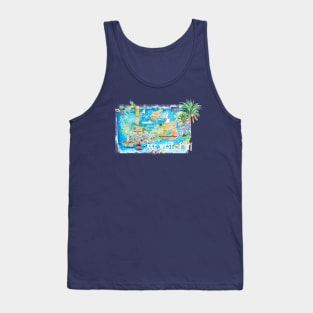 Key West Florida Illustrated Travel Map with Roads and HighlightsM Tank Top